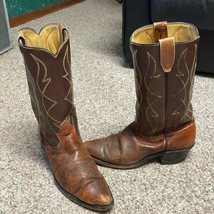 Vintage cowboy boots with leather pull tabs